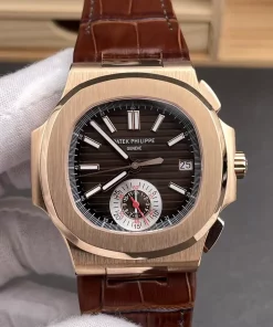 3K Nautilus 5980R Rose Gold Brown Dial CH28-520 Automatic Chronograph Men's Replica Watch