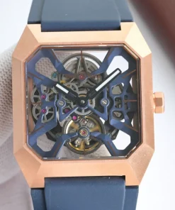 Bell Ross BR 03 Cyber Ceramic Top Grade Replica Skeleton Automatic Blue Rubber Strap Mens Watch