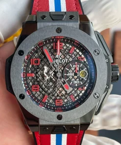 Hublot Big Bang Ferrari F4 Skeleton Chronograph Titanium Carbon Red Strap 45mm