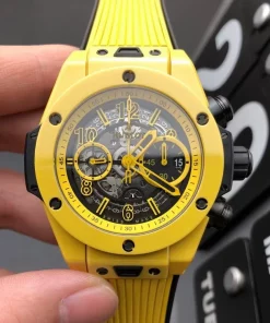 Hublot Big Bang Unico Yellow Ceramic 45mm Skeleton Dial Flyback Chronograph Watch