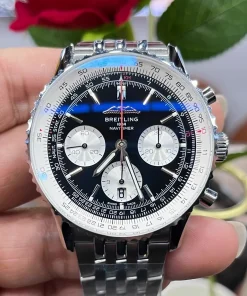 BLS Breitling Navitimer 43 Blue Dial Clone Chronograph Sapphire Steel Bracelet Super Version