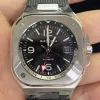 Bell Ross BR 05 GMT Black Rubber Super Clone 41mm Steel Case Automatic Dual Time Watch