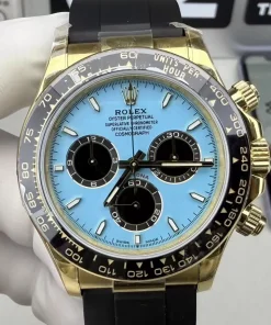 Rolex Daytona 126518LN Tiffany Blue Dial Super Clone 40mm Yellow Gold Oysterflex 4131 Chronograph Watch