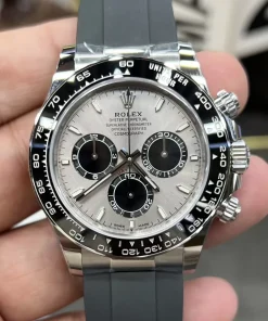 Rolex Daytona 126519LN Ghost Grey Dial Oysterflex Top Clone 4131 Movement Ceramic Bezel Watch