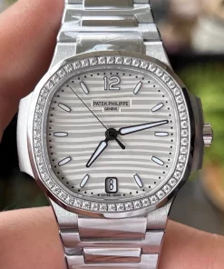 Replica DDF Nautilus 7118 White Dial Diamond Bezel 35.2mm CNC Case Custom 324 Movement Tungsten RotorR