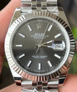 ERF Rolex Datejust 41 126300 Grey Dial Smooth Bezel Jubilee 904L Steel Cal 3235 Clone Blue Hairspring