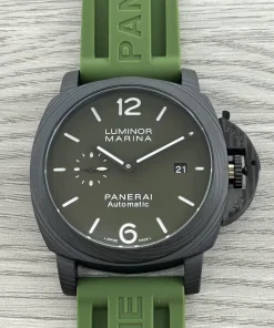 Panerai Luminor Marina M 40mm Olive Green Dial Black Case Green Rubber Strap Automatic Replica Watch