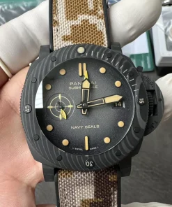 Panerai Submersible PAM01513 Navy SEALs GMT Carbotech 44mm Black Dial Super Clone Watch