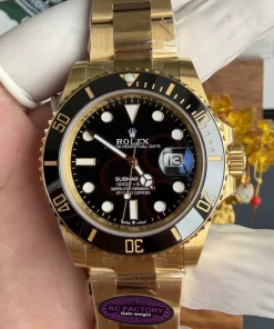 RC Factory Gold Submariner 41mm Black Dial Automatic Watch Gain Weight 3235 Movement Ceramic Bezel