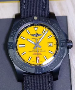Replica Breitling Avenger Blackbird 44mm Yellow Dial Titanium Case Sapphire Automatic Military Strap