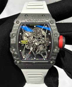 Richard Mille RM35-01 RAFA NTPT Carbon Replica Watch Skeleton Dial White Rubber Strap