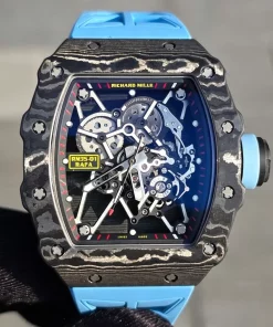 Richard Mille RM35-01 Rafael Nadal NTPT Carbon Fiber Automatic Skeleton Watch Blue Strap