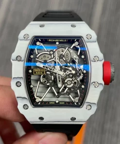 Replica RM35-01 White NTPT Carbon Skeleton Watch Dual Barrel Titanium Case