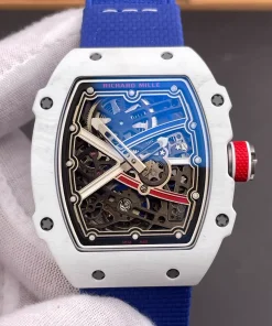 RMF Richard Mille RM67-02 Alexis Pinturault France White Quartz TPT Skeleton CRMA7 Blue Strap Perfect Replica