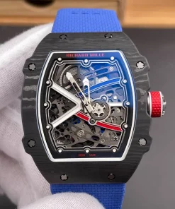 Richard Mille RM67-02 Black France Edition SuperClone CRMA7 Automatic Skeleton Blue Strap