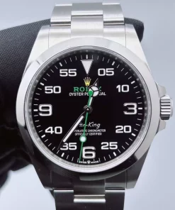 Rolex Air-King 126900 Replica Watch 40mm Black Dial Green Hand Automatic Stainless Steel