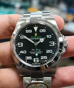 Replica Rolex Air-King 126900 40mm Clean Factory Black Dial 3230 Automatic Watch