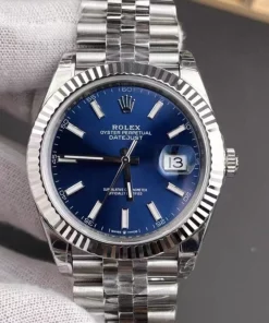 Rolex Datejust 126334 Blue Dial Fluted Bezel Jubilee 904L Steel Dandong 3235 Replica Watch