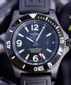 Breitling SuperOcean 46mm Black DLC Automatic Dive Watch 2000M Sapphire Rubber Strap Cal.17