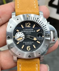 VS Panerai PAM064 La Bomba Luminor Submersible 1000m 44mm Black Dial Yellow Leather Strap