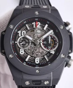 Hublot Big Bang Unico Black Magic 42mm Ceramic Skeleton Dial Chronograph Rubber Strap Perfect Replica