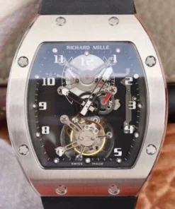 Richard Mille RM001 True Tourbillon White Gold Style Skeleton Dial Rubber Strap Replica Watch