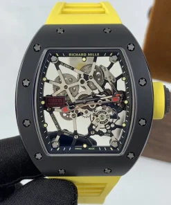 RM035 Black Toro Americas Super Clone Richard Mille Nadal Black Ceramic Yellow Rubber Skeleton Watch