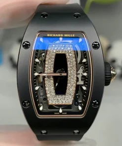 Richard Mille RM07-01 Black Ceramic Black Lip Skeleton Diamond Dial Ladies Watch