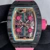 Richard Mille RM07-03 Litchi NTPT Carbon Fiber Pink Strap Flying Tourbillon Perfect Replica