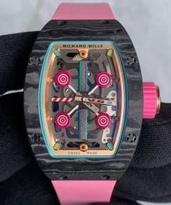 Richard Mille RM07-03 Litchi NTPT Carbon Fiber Pink Strap Flying Tourbillon Perfect Replica