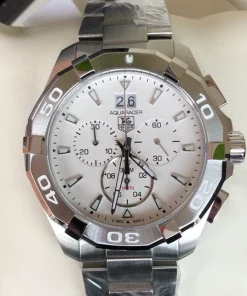 TAG Heuer Aquaracer Chronograph White Dial 43mm Steel Mens Watch CAY1111